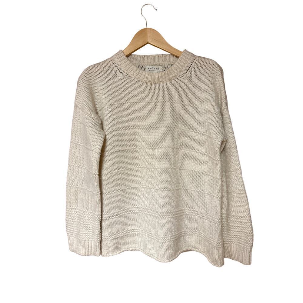 Velvet by Graham & Spencer Cozy Wool Blend Cottagecore Fisherman Sweater Size S‎